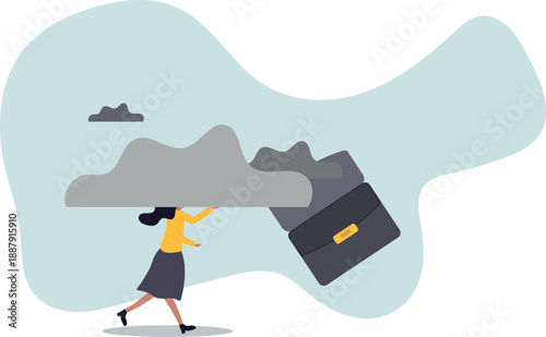 Clouds as a symbol of sadness and failure. The concept of bad mood and anxiety.