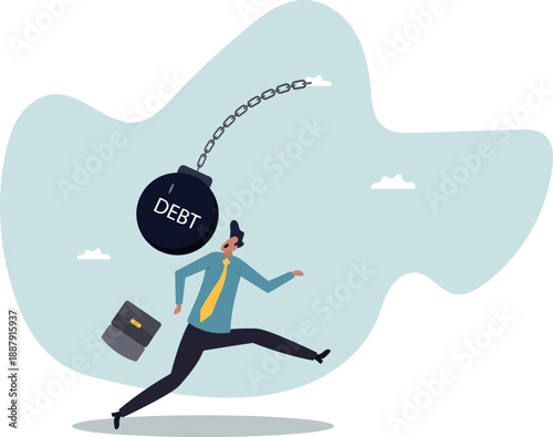 A businessman, afraid of debt, runs away.