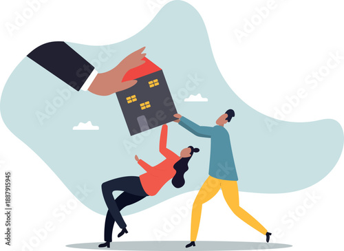 Eviction and mortgage debt, foreclosure or difficulty to payback bank mortgage loan.about a man and his life.