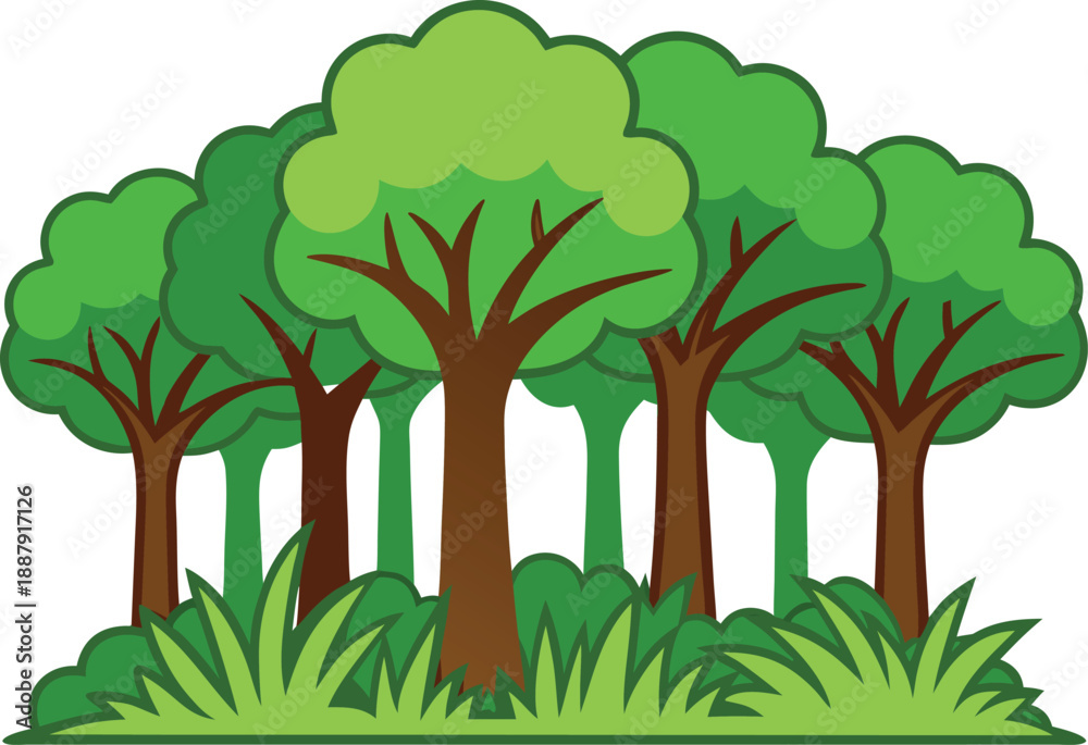 Obraz premium Forest Nature Landscape Scene. Green Forest Nature Design. Natural Forest Landscape View. Peaceful Forest Nature Scene. Dense Forest Woodland View. Scenic Green Forest Landscape. Wild Forest Nature