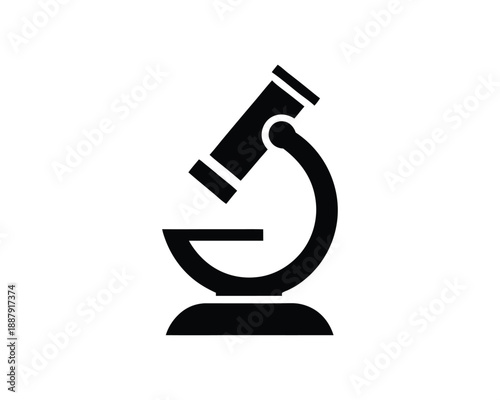 Simple black silhouette of a microscope on white background science laboratory