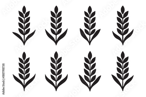 Simple wheat stalk illustrations for natural food design and rural agriculture themes
