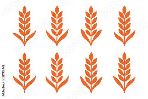 Simple wheat stalk illustrations for natural food design and rural agriculture themes