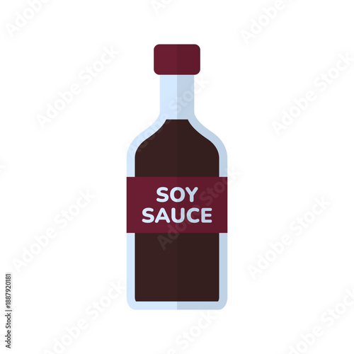 Asian soy sauce bottle condiment flat color icon vector
