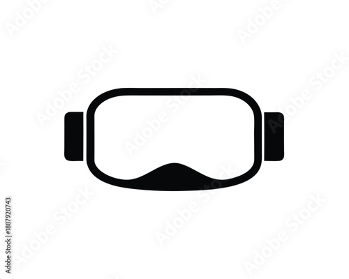 Outline Icon of Virtual Reality VR Headset on White Background VR headset black and white