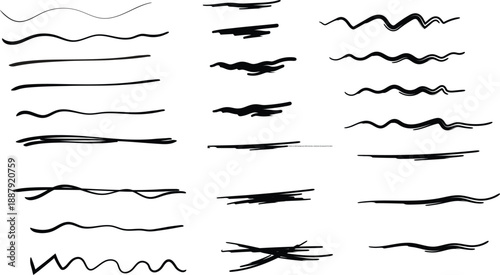 Ink splatter set, paint brush stroke kit, vector black grunge stain, graffiti texture liquid splash. Abstract dirty blob, messy shape drawing collection