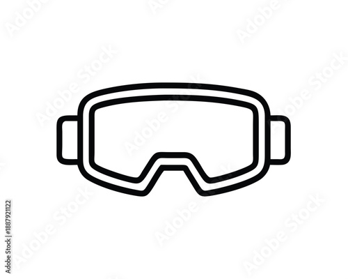 Simple Outline Icon of Ski Goggles on White Background black and white