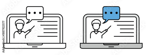 Online Learning Digital Education Flat Vector Icon