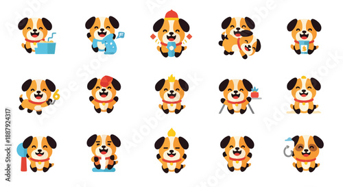 Cartoon Puppy Character Design Set