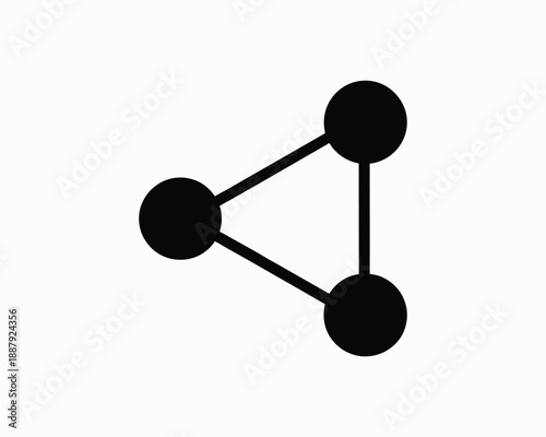 Black Network or Connection Icon with Three Nodes Keywords: network, connection, nodes, links, communication