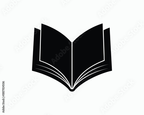 Open black book silhouette on a white background open book