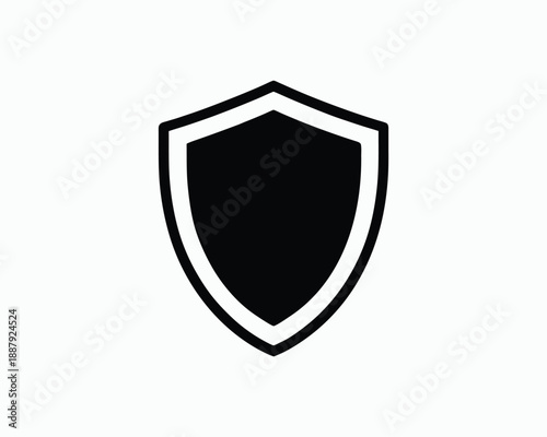 Blank Black Shield Icon on White Background Keywords: shield, icon, blank, empty, black, symbol, graphic, design