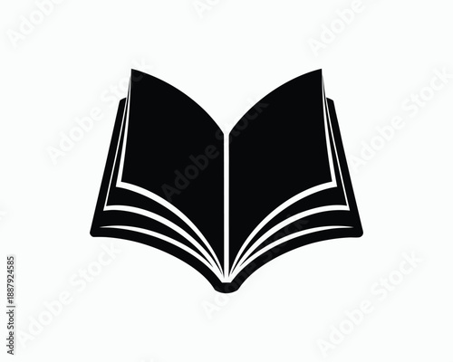 Open black book silhouette on a white background open book
