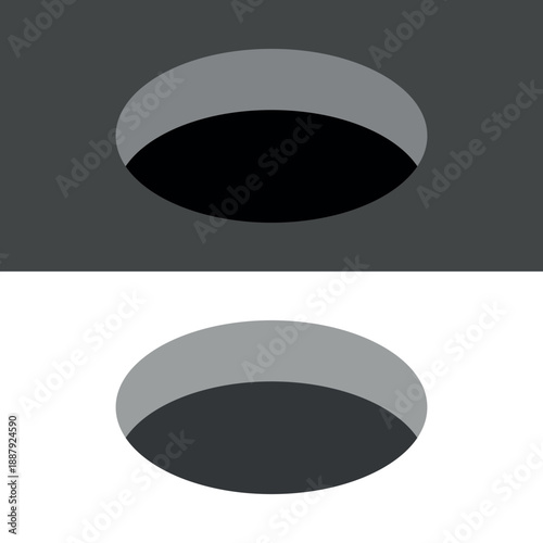 A hole in the floor icon. A round or oval opening. A hatch or well. A burrow or underground entrance.