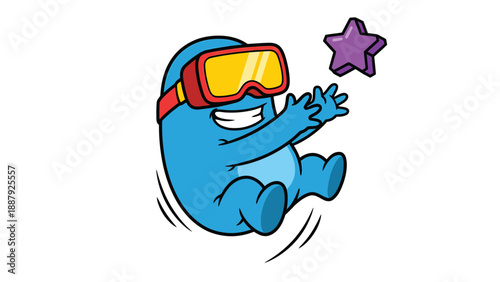 Blue Character Reaching for a Star in VR