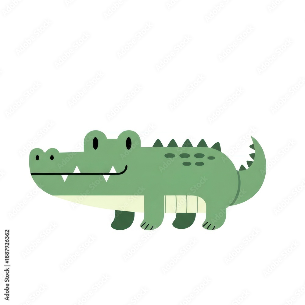 Naklejka premium Cute cartoon crocodile illustration green.