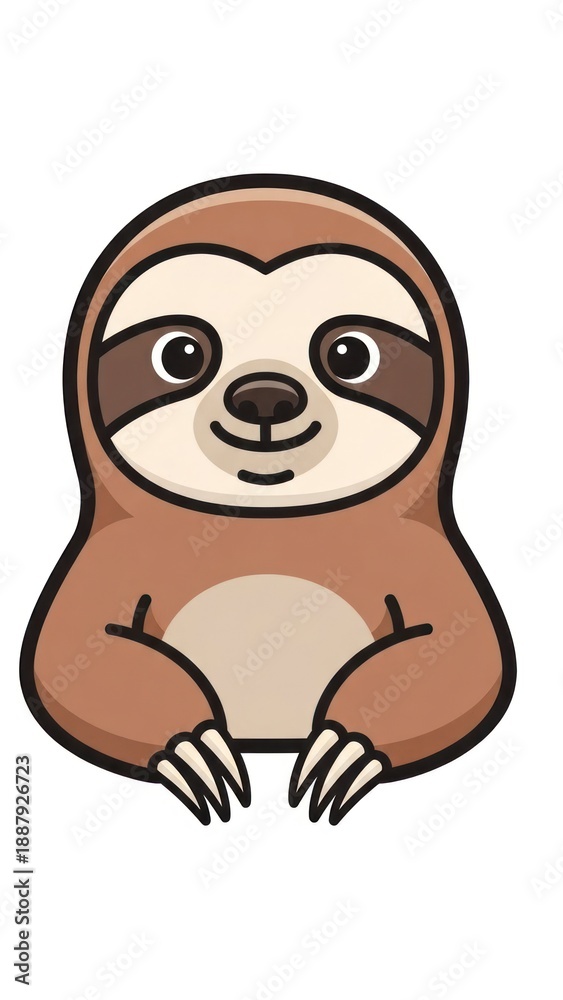 Fototapeta premium Cute cartoon sloth smiling face.