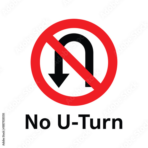 Free Download Red circle with diagonal line over black U-turn arrow and text No U- Turn sign traffic - GFXLoad