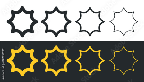 Abstract sun icon. Symbol of summer or rest, warmth and light. Rays coming from the center. Stylized sun with rays, attribute of good weather or mood.