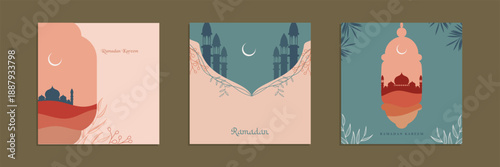 collection of Ramadan banner designs with a minimalist theme