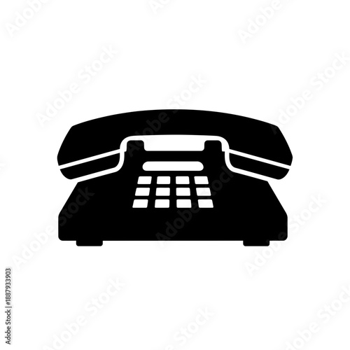 Retro Telephone Icon – Classic Landline Phone Silhouette Illustration