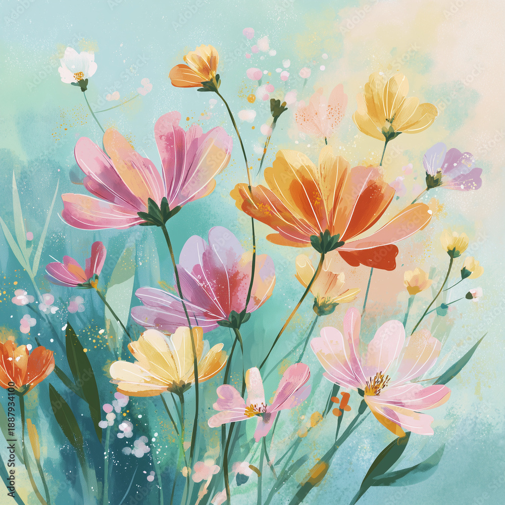 custom made wallpaper toronto digitalSoft pastel flowers