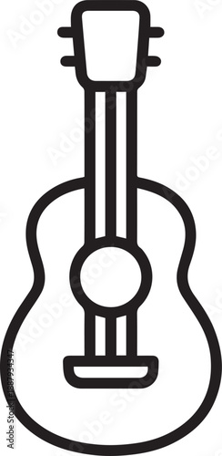 Minimalist Acoustic Guitar Line Art Icon
