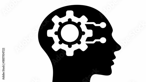 Innovative thinking concept with gear in human head