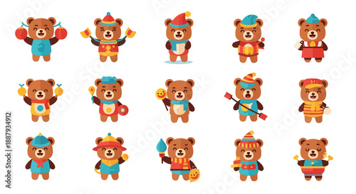 Cartoon Brown Bear Characters Collection