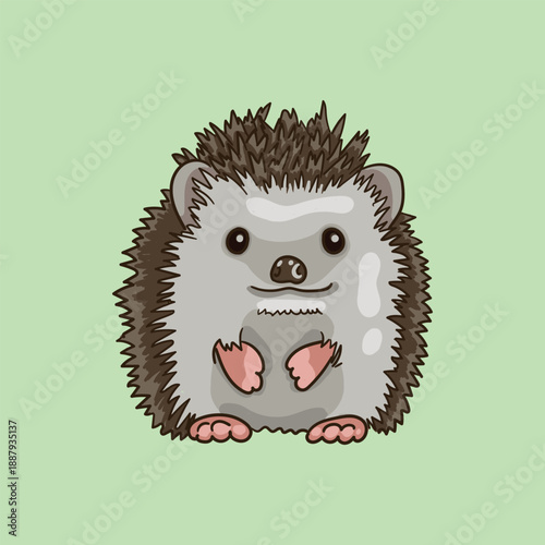 Minimalist Hedgehog on Green Background