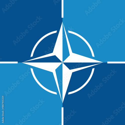 NATO bloc icon. Military organization symbol. Star or compass.