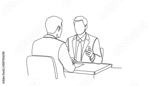 Continuous line art vector of businessman attending job interview