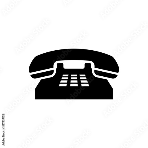 Retro Telephone Icon – Classic Landline Phone Silhouette Illustration