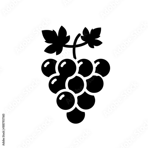 Grapes Fruit Icon Illustration – Fresh Vineyard Bunch Silhouette Symbol