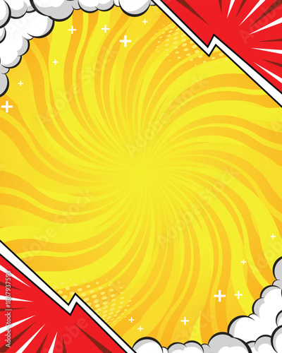 Dynamic Comic Book Style Background with Swirl and Burst Effects
