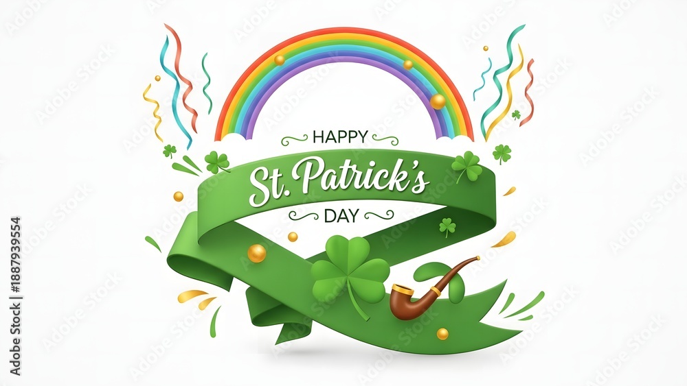 Naklejka premium St patrick's day rainbow shamrock celebration ireland