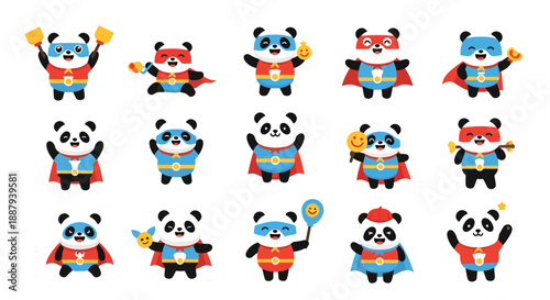 Cartoon Pandas in Action