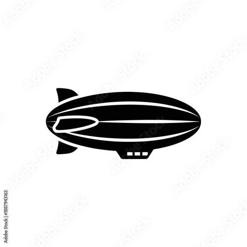Airship Blimp Silhouette Icon Illustration – Zeppelin Flying Aircraft Symbol