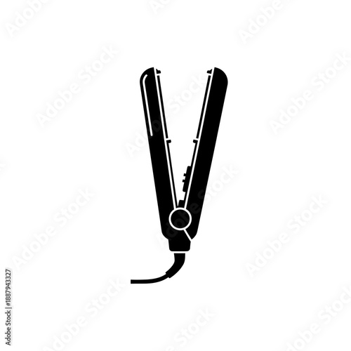 Hair Straightener Icon Illustration – Flat Iron Styling Tool Silhouette