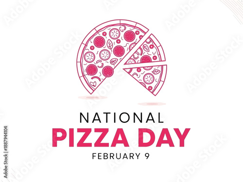 National pizza day logo with a pizza slice