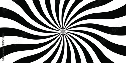 Retro vintage grunge black and white radial burst sunburst ray pattern. Sunburst vector copyspace background. Vintage sunrays illustration swirl line. Abstract circuses, stripe background design. 