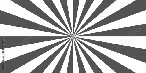 Retro vintage grunge black and white radial burst sunburst ray pattern. Sunburst vector copyspace background. Vintage sunrays illustration swirl line. Abstract circuses, stripe background design. 