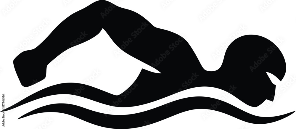 Obraz premium Swimmer in motion depicted as a striking black silhouette