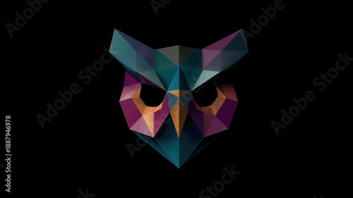 Wallpaper Mural Colorful Geometric Owl Design on Black Background for Art Projects Torontodigital.ca
