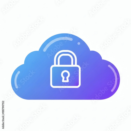 Cloud security: A simple, yet impactful, representation of cloud computing security featuring a secure padlock overlaid onto a gradient blue cloud.