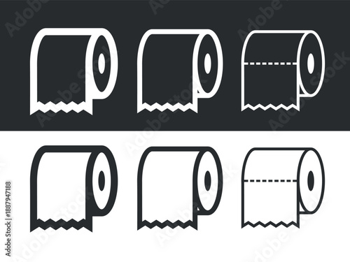 Toilet paper roll icon. Symbol of a toilet or toilet bowl. An attribute of a public restroom or sanitation facility.