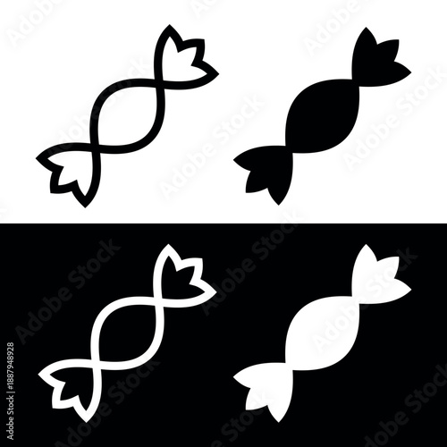 Candy icon. Symbol of sweets or dessert. An attribute of childhood or childhood. A sweet candy in a wrapper or candy wrapper.