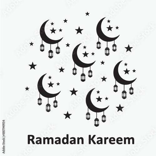 Ramadan kareem arabian lanterns and lamps border