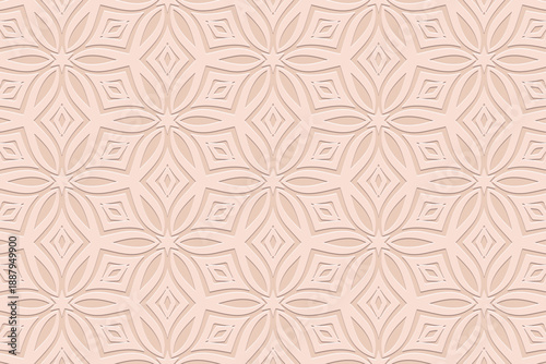 Tribal pink background, banner, cover design, mural. Elegant geometric embossed pattern. Ornamental motifs of the East, Asia, India, Mexico, Aztec, and Peru. Ethnic and folk traditions.