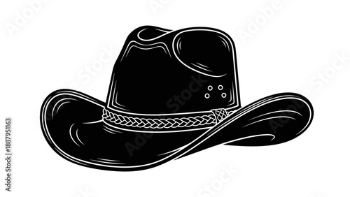 Traditional Cowboy Hat, Western Culture and American Lifestyle Symbol, Isolated White Background